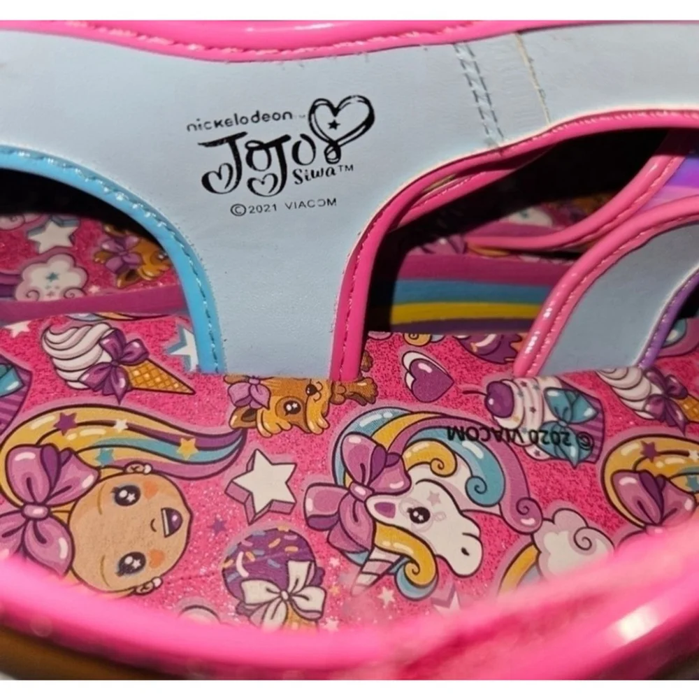 Girls Jojo Siwa Sandals Size 5 Pink Rainbow Iridescent